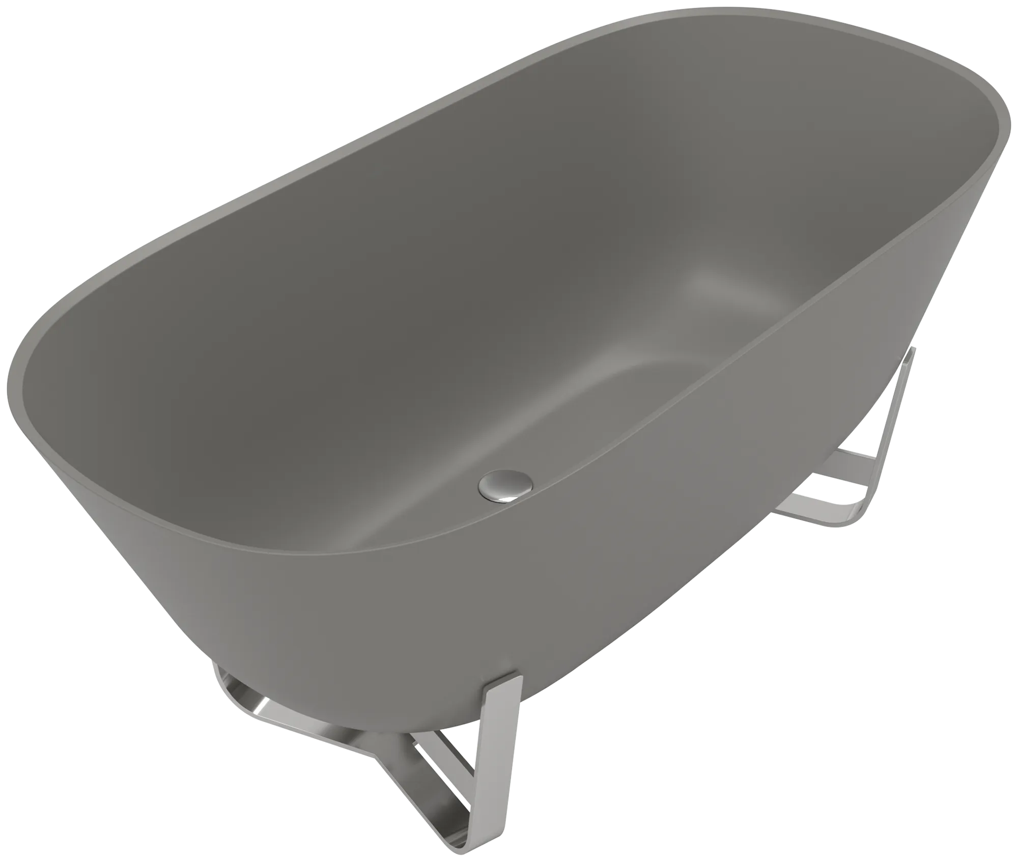 Villeroy & Boch freistehende Badewanne Antheus, 1550 x 750 mm, Höhe 632 mm, Farbe Grey, Quaryl, Classic, 250 Liter Nutzinhalt, Edelstahlgestell, Mittelablauf