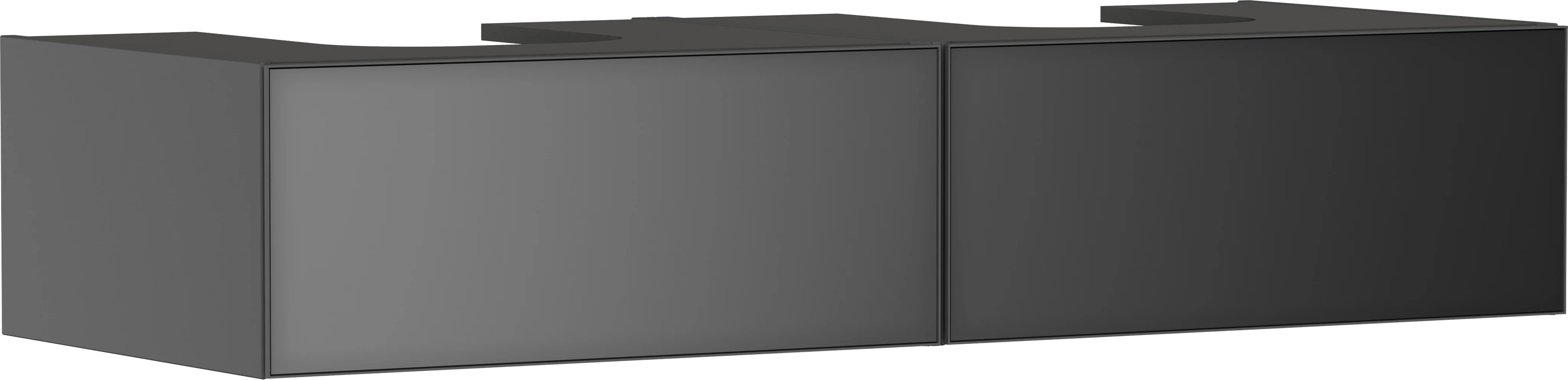Hansgrohe Xevolos E Waschtischunterschrank Schiefergrau Matt, 1370x550 mm, 2 Schubkästen, grifflos mit PushOpen und SoftClose, vormontiert Hansgrohe Xevolos E Waschtischunterschrank Schiefergrau Matt, 1370x550 mm, 2 Schubkästen, grifflos mit PushOpen und SoftClose, vormontiert
