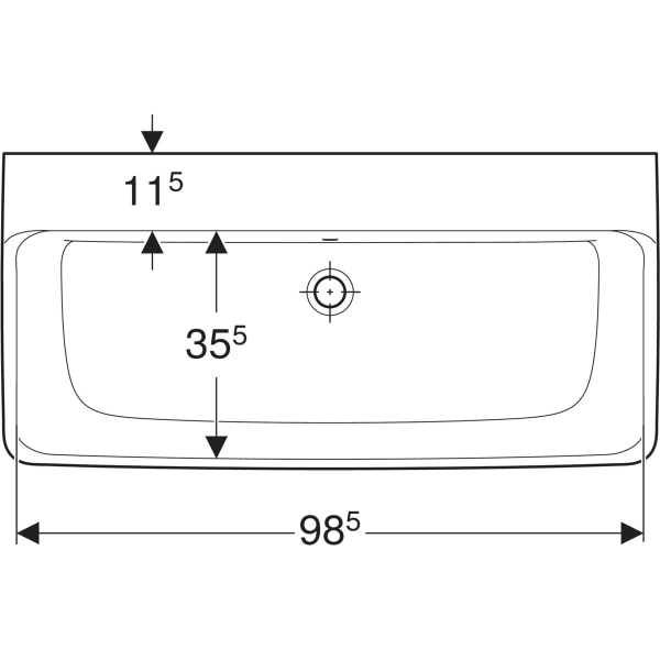 Wandwaschtisch „Renova Plan“, rechteckig 100 × 48 cm in weiß alpin