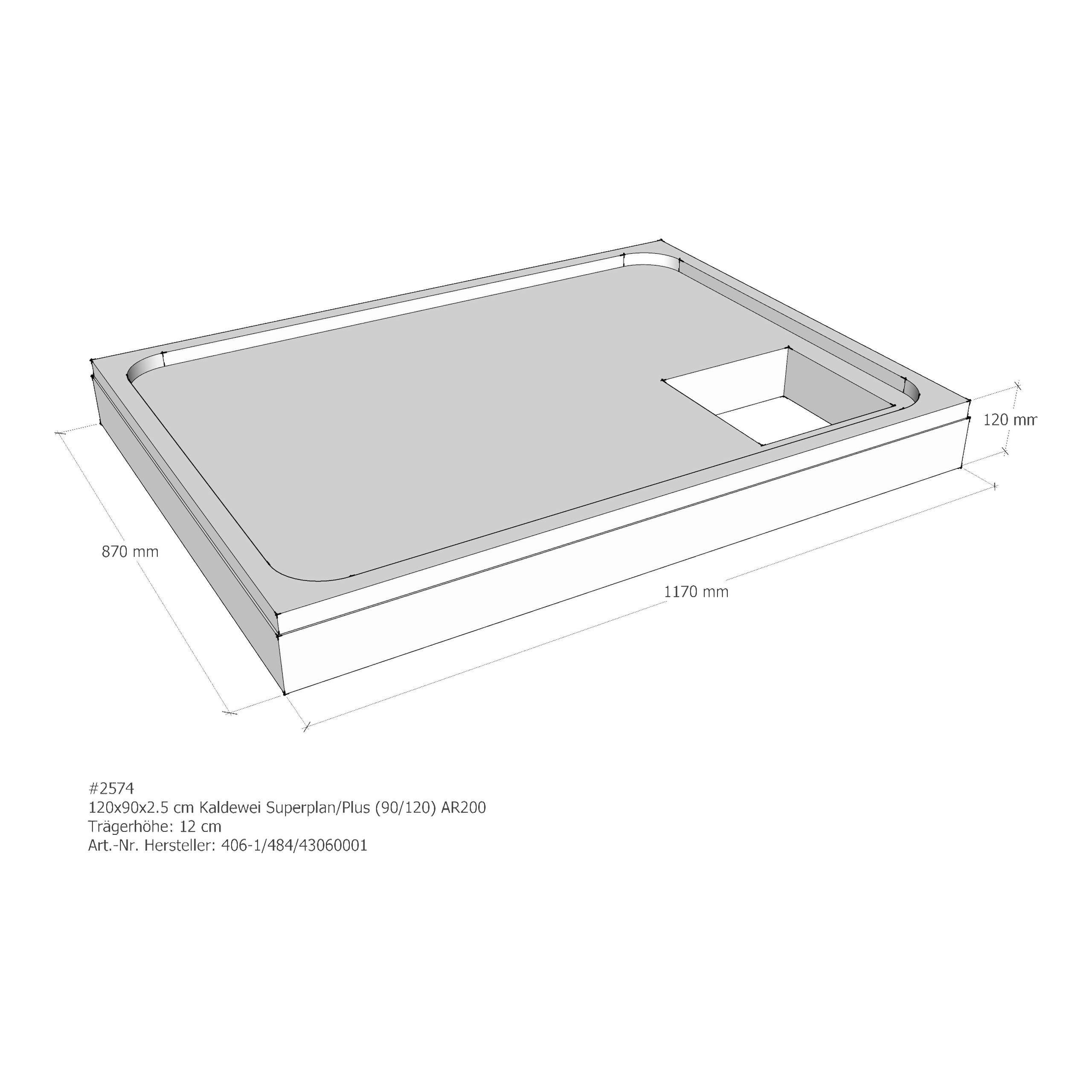 Duschwannenträger für Kaldewei Superplan (Plus) 90 × 120 × 2,5 cm