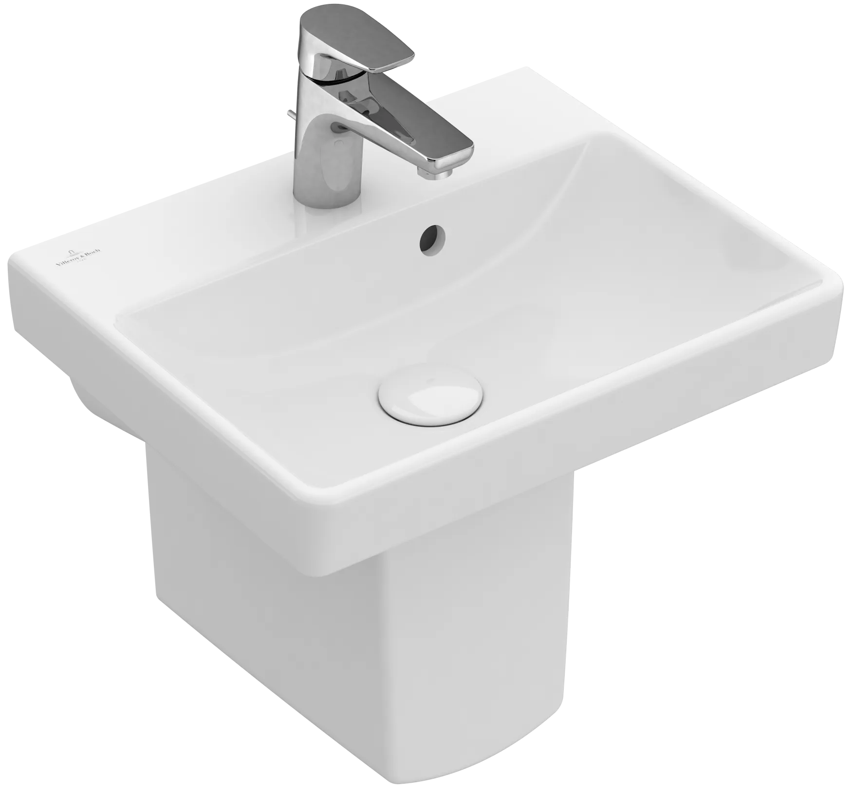 Villeroy & Boch Handwaschbecken „Avento“ 450 × 370 × 150 mm, für Becken mittig, mit Hahnlochbohrung, Hahnlochposition mittig in Weiß Alpin Villeroy & Boch Handwaschbecken „Avento“ 450 × 370 × 150 mm, für Becken mittig, mit Hahnlochbohrung, Hahnlochposition mittig in Weiß Alpin