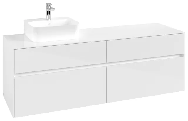 Villeroy & Boch Waschtischunterschrank „Collaro“ 1600 × 548 × 500 mm Glossy White, ohne Beleuchtung, für Becken links