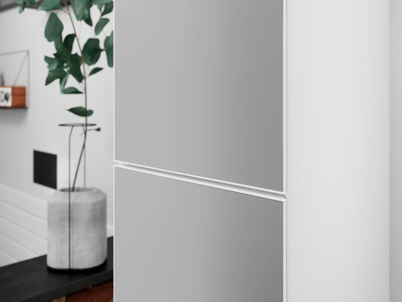 Hansgrohe Xevolos E Hochschrank Mattweiß 400/360 mm, Türanschlag links, PushOpen-Funktion, 4 verstellbare Glasböden