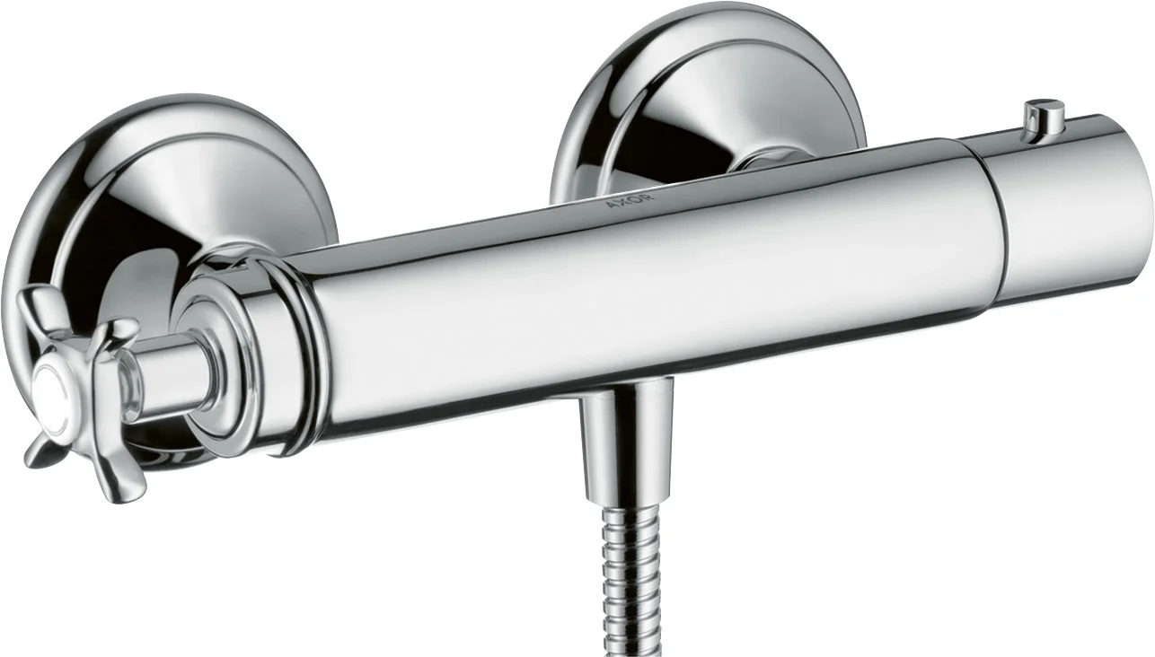 Hansgrohe AXOR Montreux Thermostatmischer Aufputz, Chrom, 150 ± 12 mm, DN15 S-Anschlüsse, max. Durchfluss 16 l/min bei 3 bar Hansgrohe AXOR Montreux Thermostatmischer Aufputz, Chrom, 150 ± 12 mm, DN15 S-Anschlüsse, max. Durchfluss 16 l/min bei 3 bar