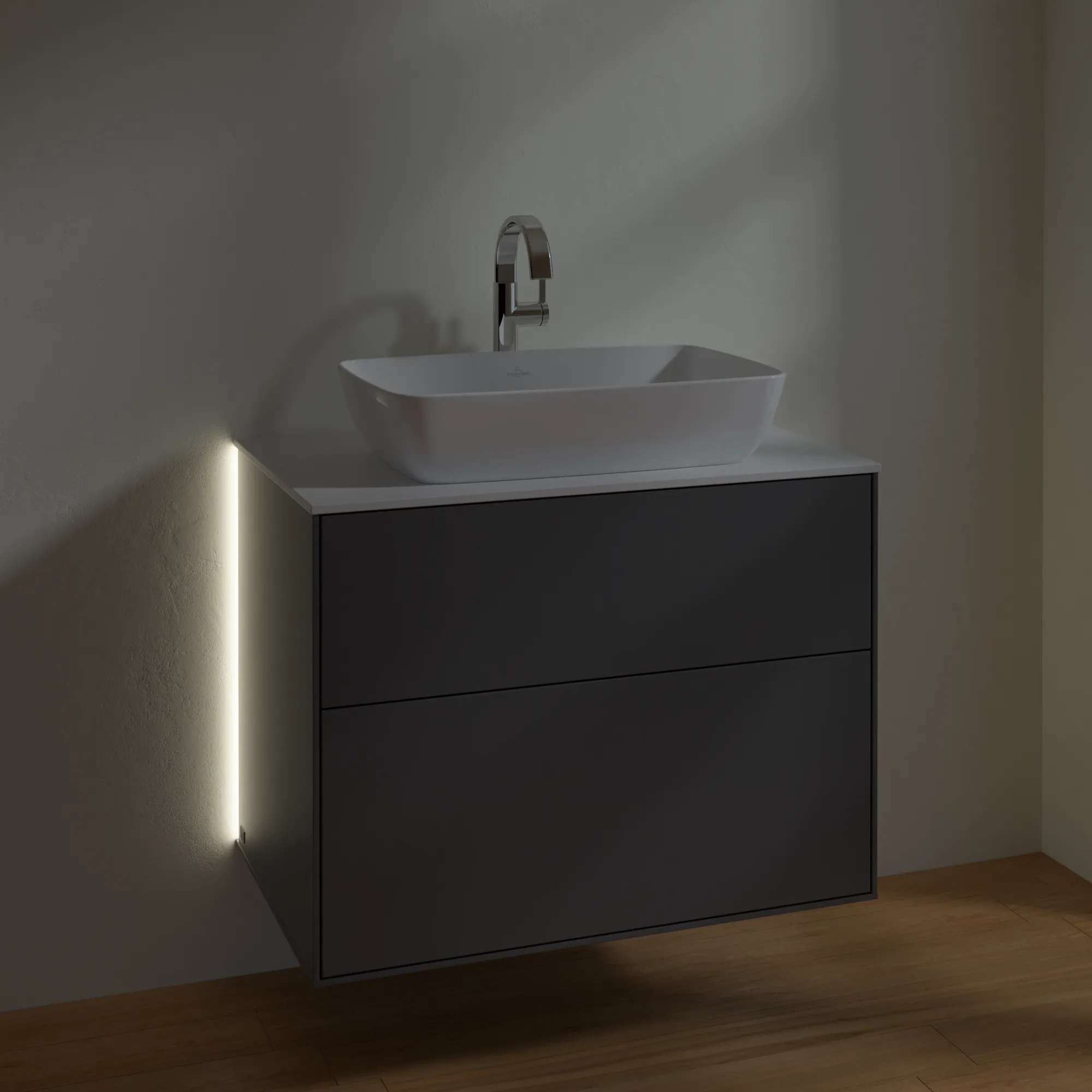 Villeroy & Boch Waschbeckenunterschrank Finion G75, Anthracite Matt Lacquer, 800 x 603 x 501 mm, mit Beleuchtung und SoftClosing