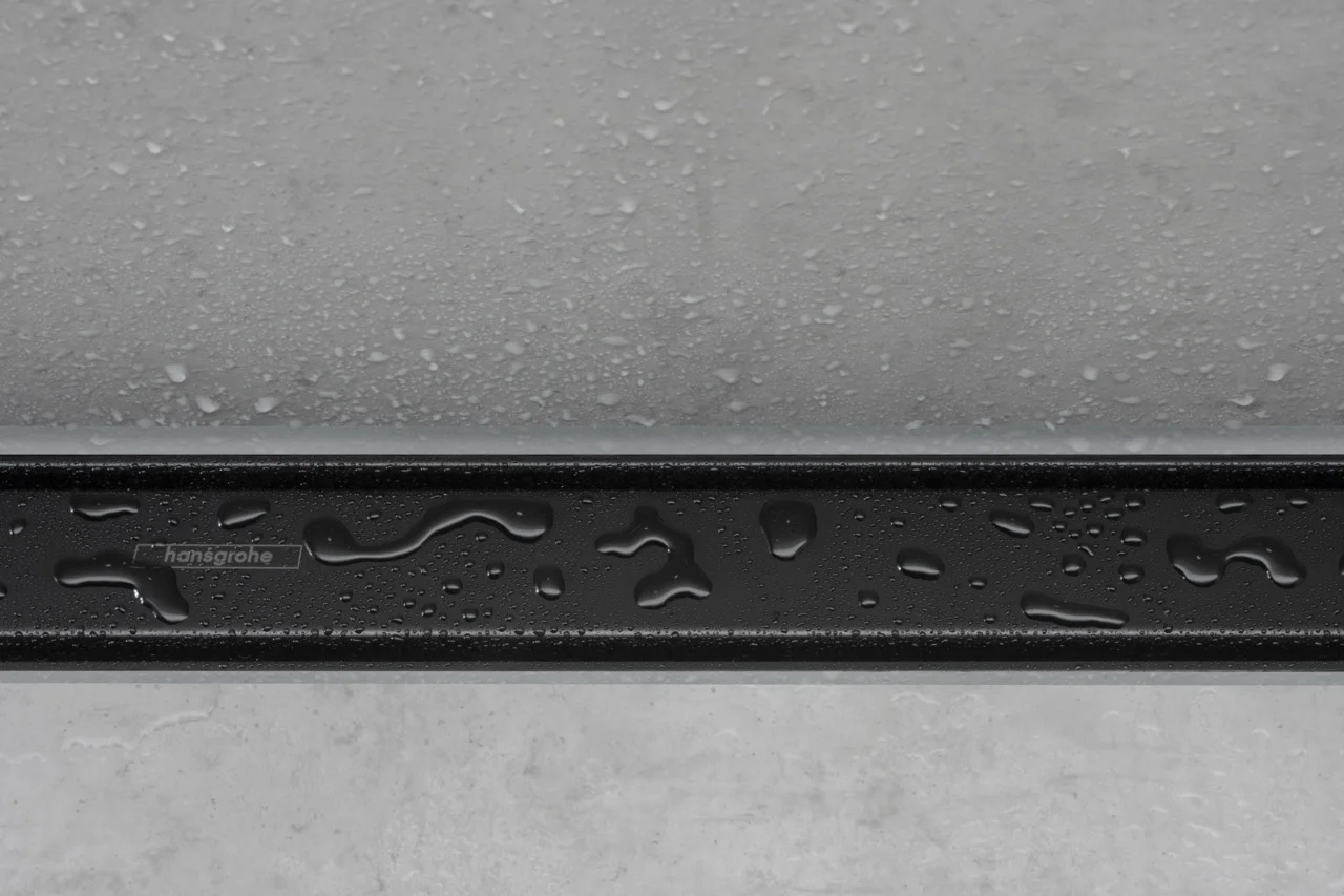 Hansgrohe RainDrain Match Duschrinne 600 mm, Mattschwarz, höhenverstellbarer Rahmen, Edelstahl V2A