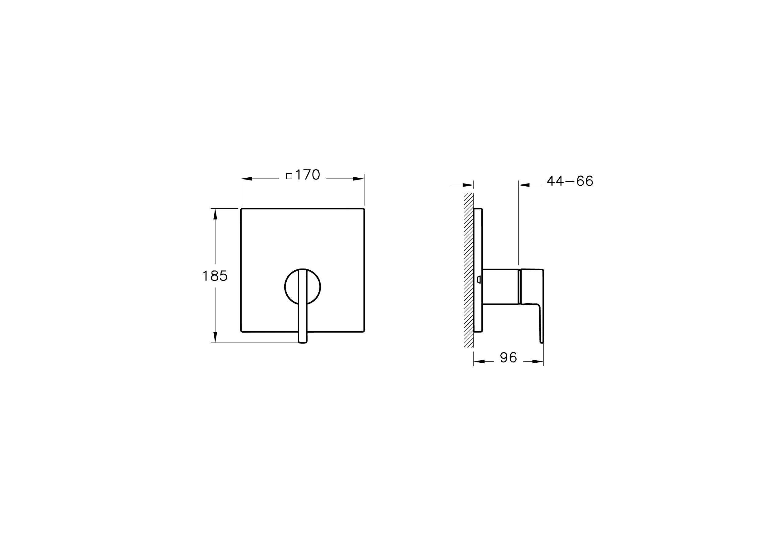 VitrA Suit Einhebel-Brausearmatur V-Box Chrom, Unterputzmontage, Rosette 170 x 170 mm