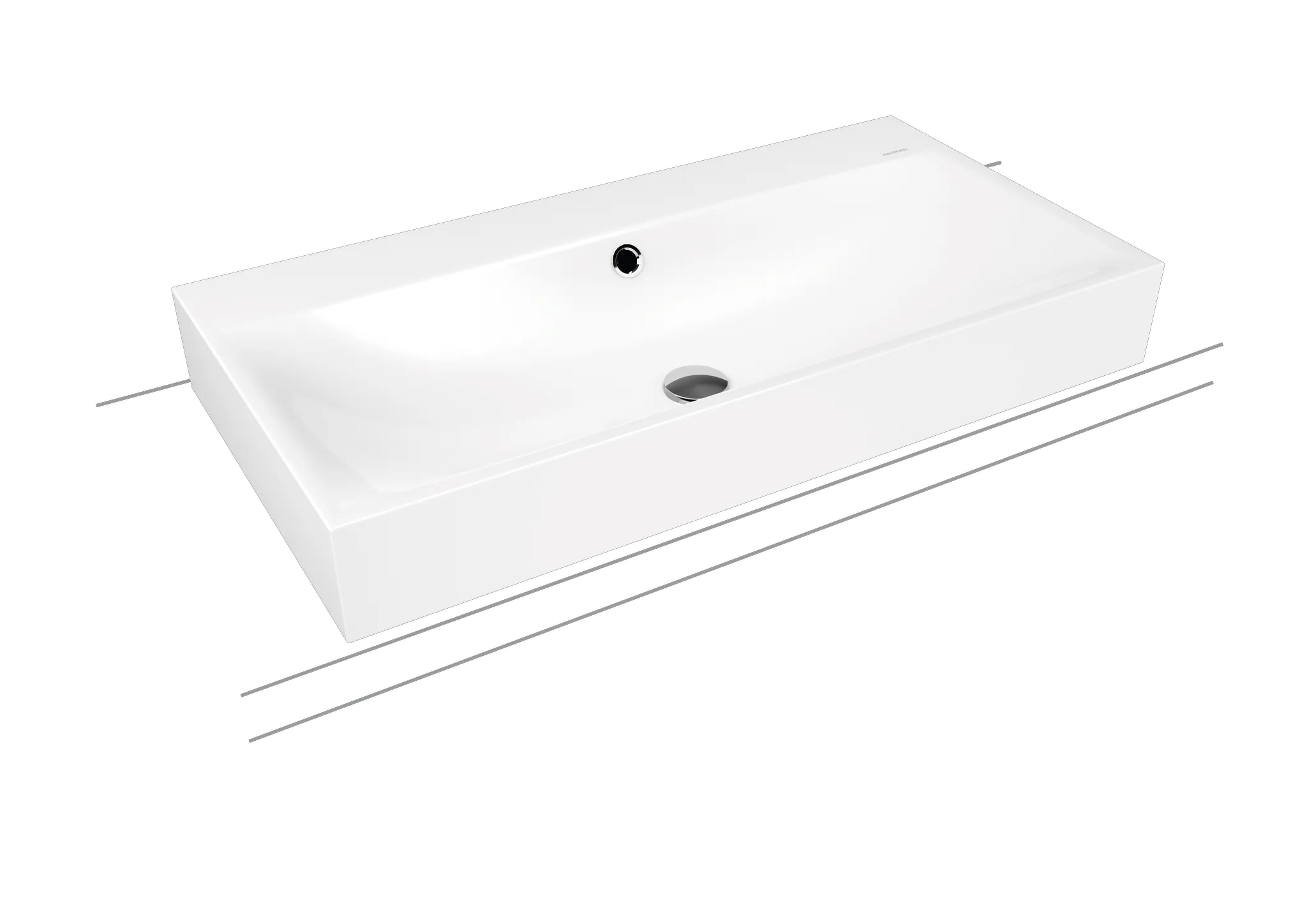 Aufsatzwaschtisch „Silenio“ 90 × 46 cm, ohne Hahnlochbohrung in cool grey 90, mit Perl-Effekt