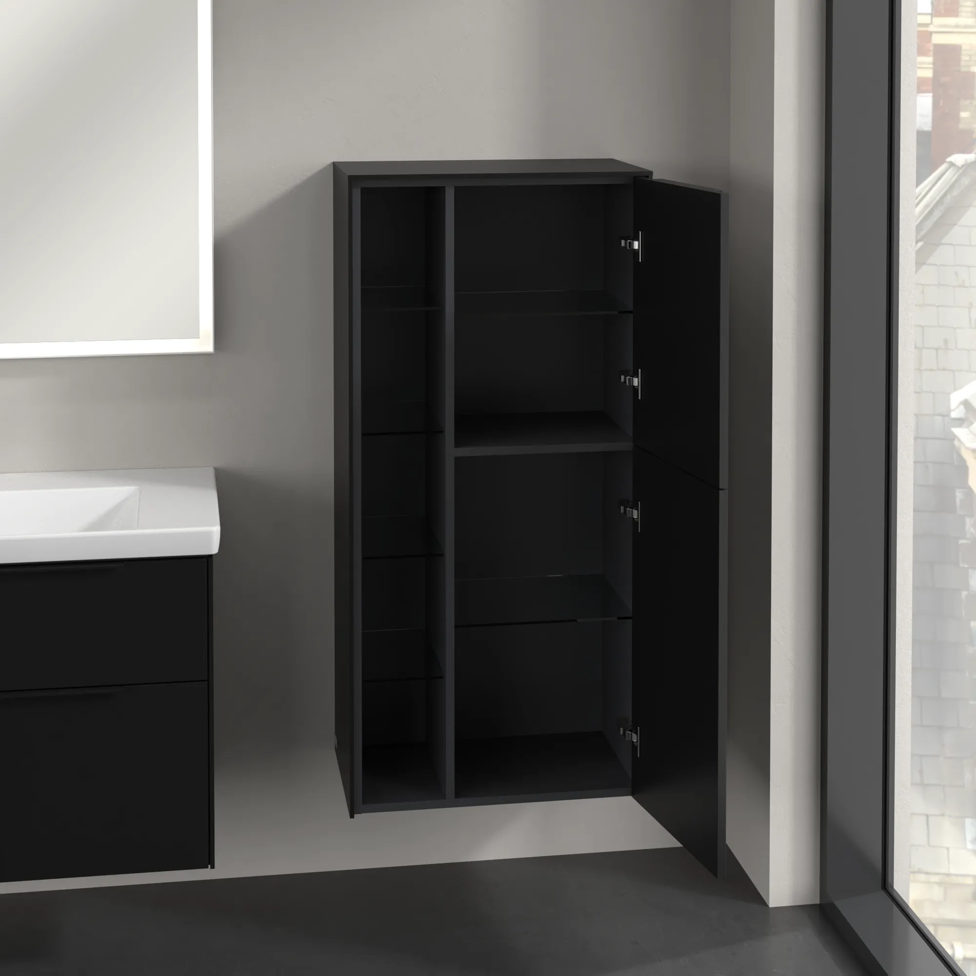 Villeroy & Boch Mittelschrank „Subway 3.0“ 57,4 × 120 × 36,2 × 36,2 cm 2 Türen, Anschlag (Scharnier) rechts, 2 Türen, Anschlag rechts