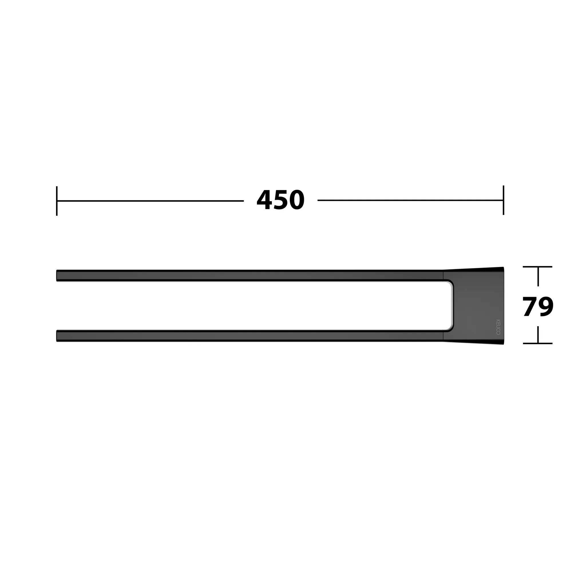 KEUCO AVENO Handtuchhalter 2-armig 450 mm schwarz matt