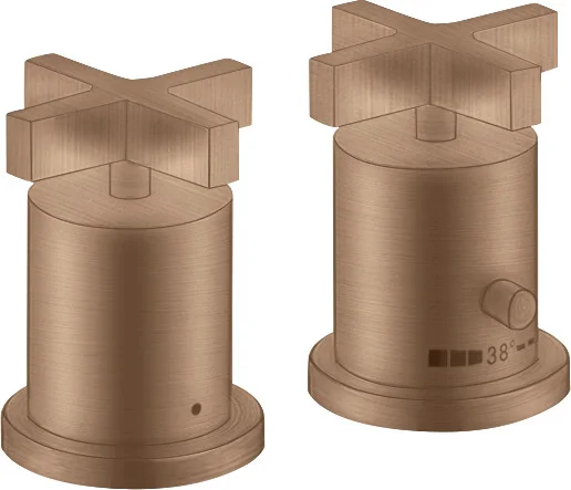 Hansgrohe AXOR Citterio 2-Loch Wannenrandarmatur mit Thermostat und Kreuzgriffen, Brushed Red Gold, DN15, Wannenrandmontage
