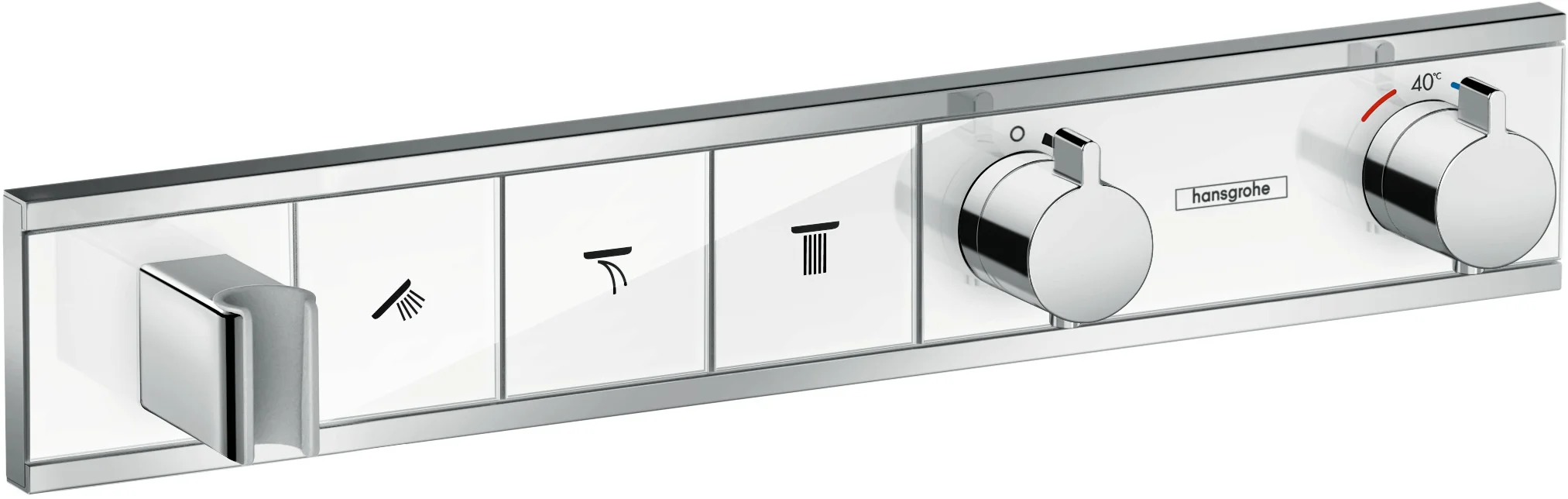 Hansgrohe RainSelect Thermostat Unterputz, 3 Verbraucher, weiß/chrom, mit Brausehalter und Tasten für Handbrause, Schwall, Rain groß Hansgrohe RainSelect Thermostat Unterputz, 3 Verbraucher, weiß/chrom, mit Brausehalter und Tasten für Handbrause, Schwall, Rain groß