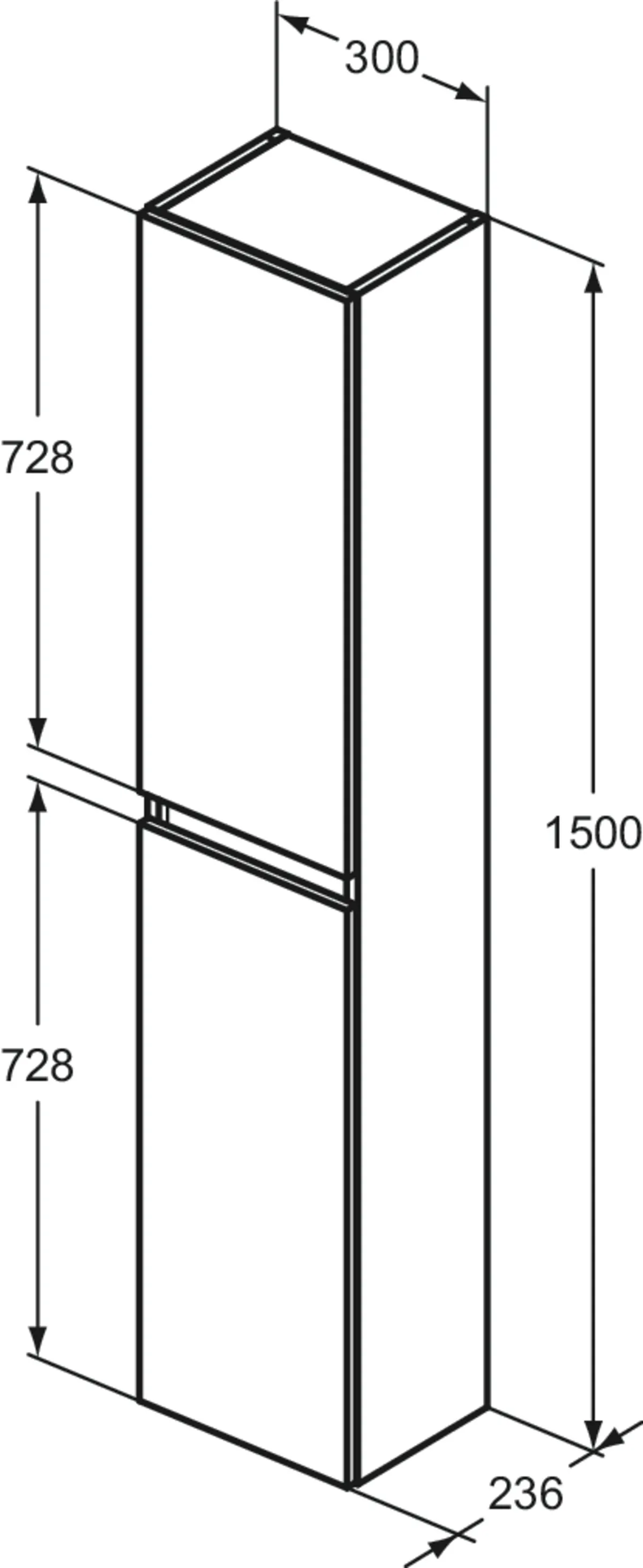 Ideal Standard Hochschrank „Eurovit+“ 30 × 150 × 23,6 cm