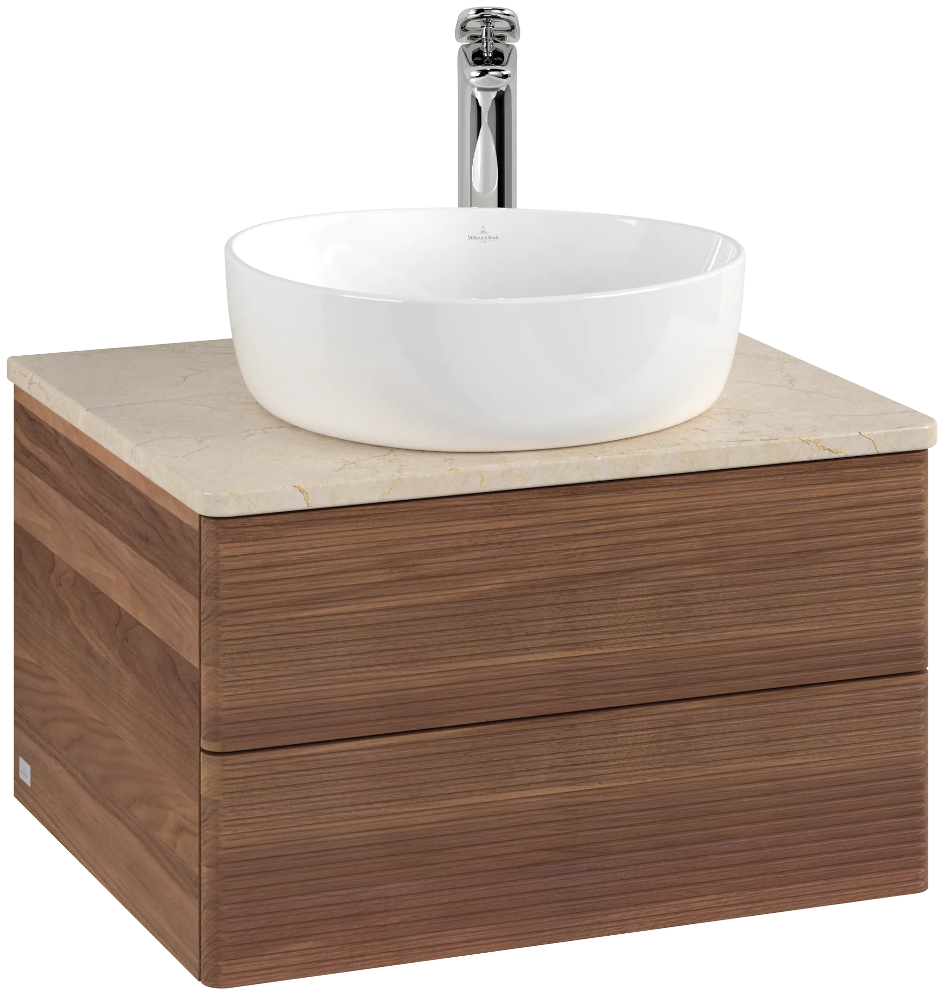 Villeroy & Boch Antao Waschbeckenunterschrank K18_5, 600 x 360 x 500 mm, Warm Walnut / Botticino