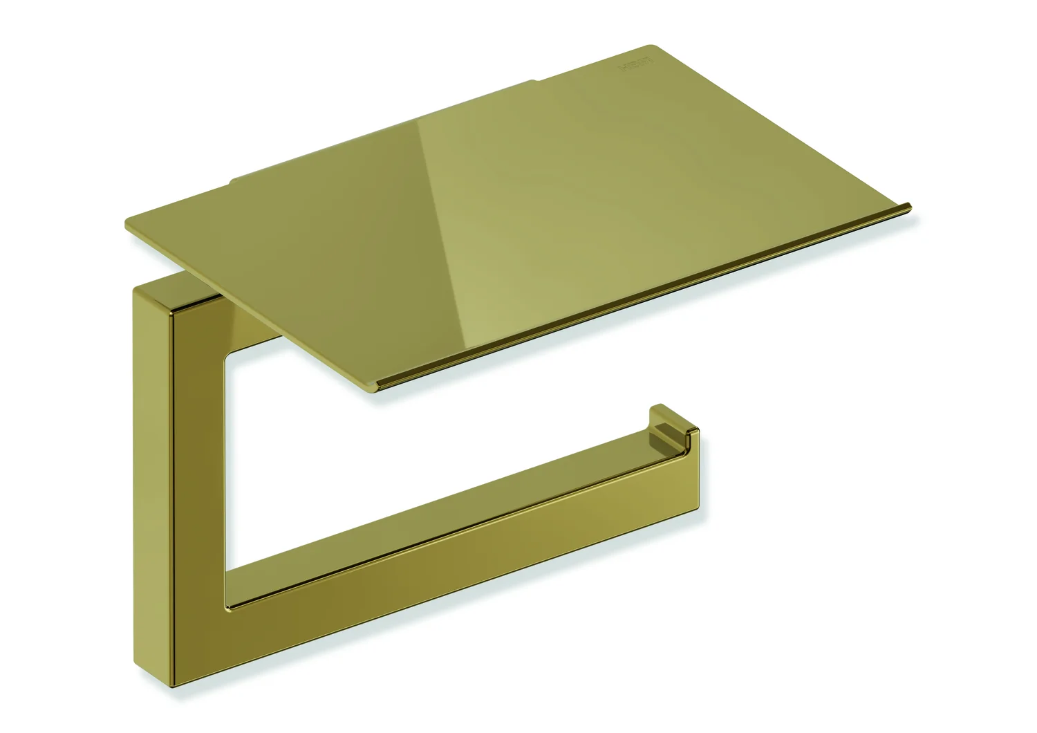 HEWI WC-Papierhalter System 900Q mit Ablage, PVD gold glänzend, 140 mm x 106 mm x 100 mm