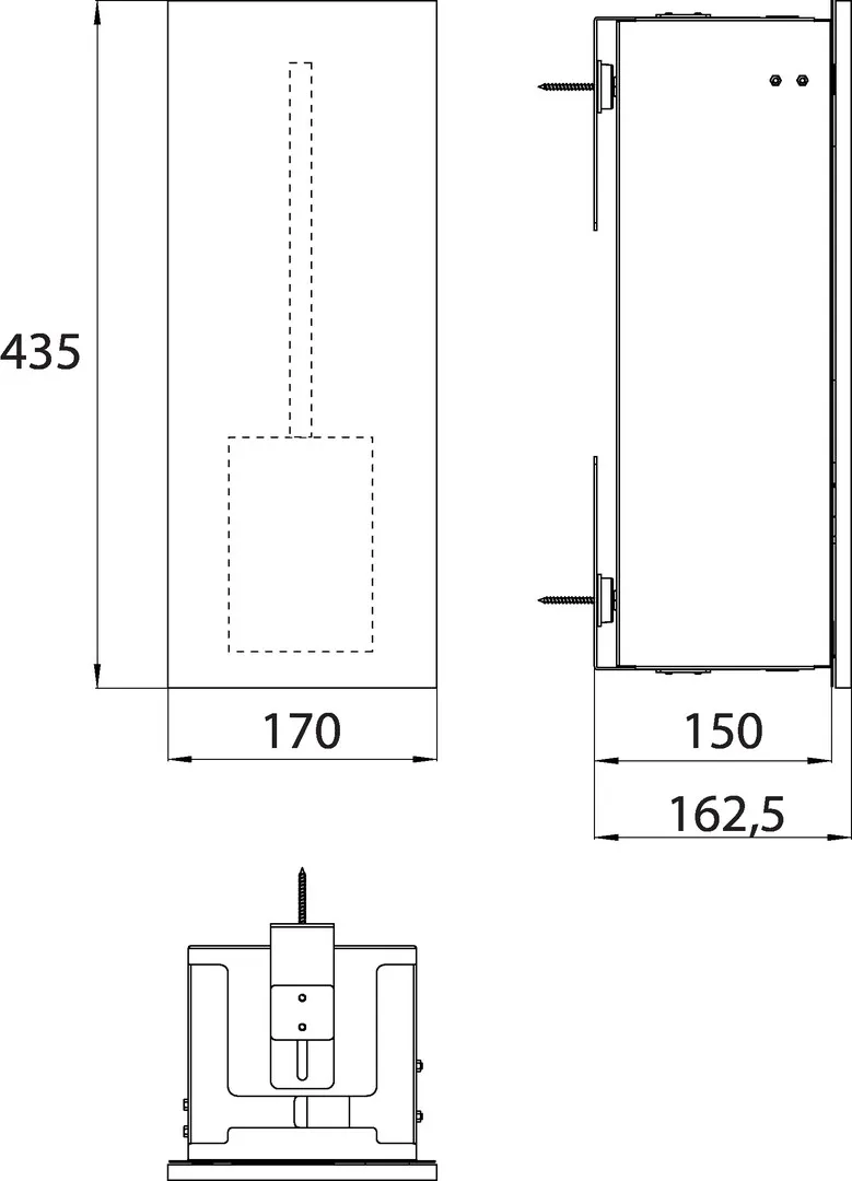 Bürstengarnitur-Modul asis pure Türanschlag rechts, Unterputz, 435mm, diamantgrau matt