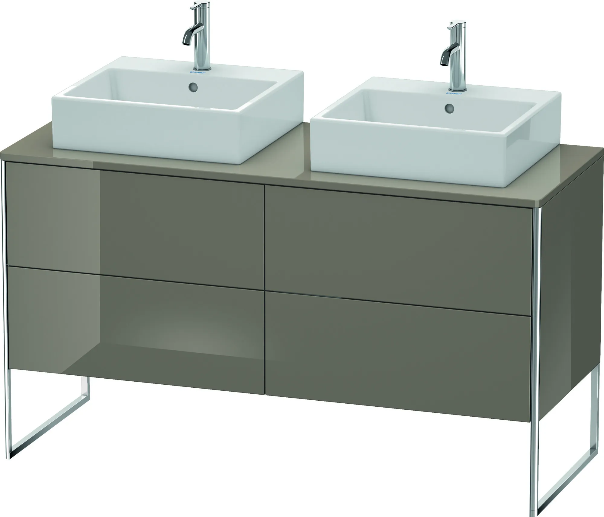 Duravit Waschtischunterschrank bodenstehend „XSquare“ 140 × 77,8 × 54,8 cm Flannel Grey Hochglanz