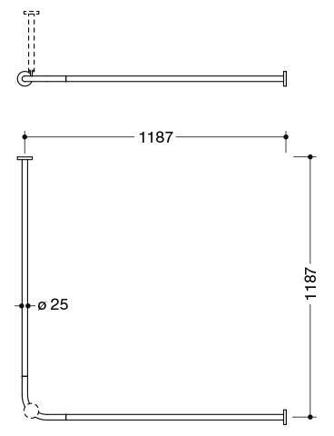 VH-Stange, d:25,A1/A2=1187, 24 Ringe, schliff