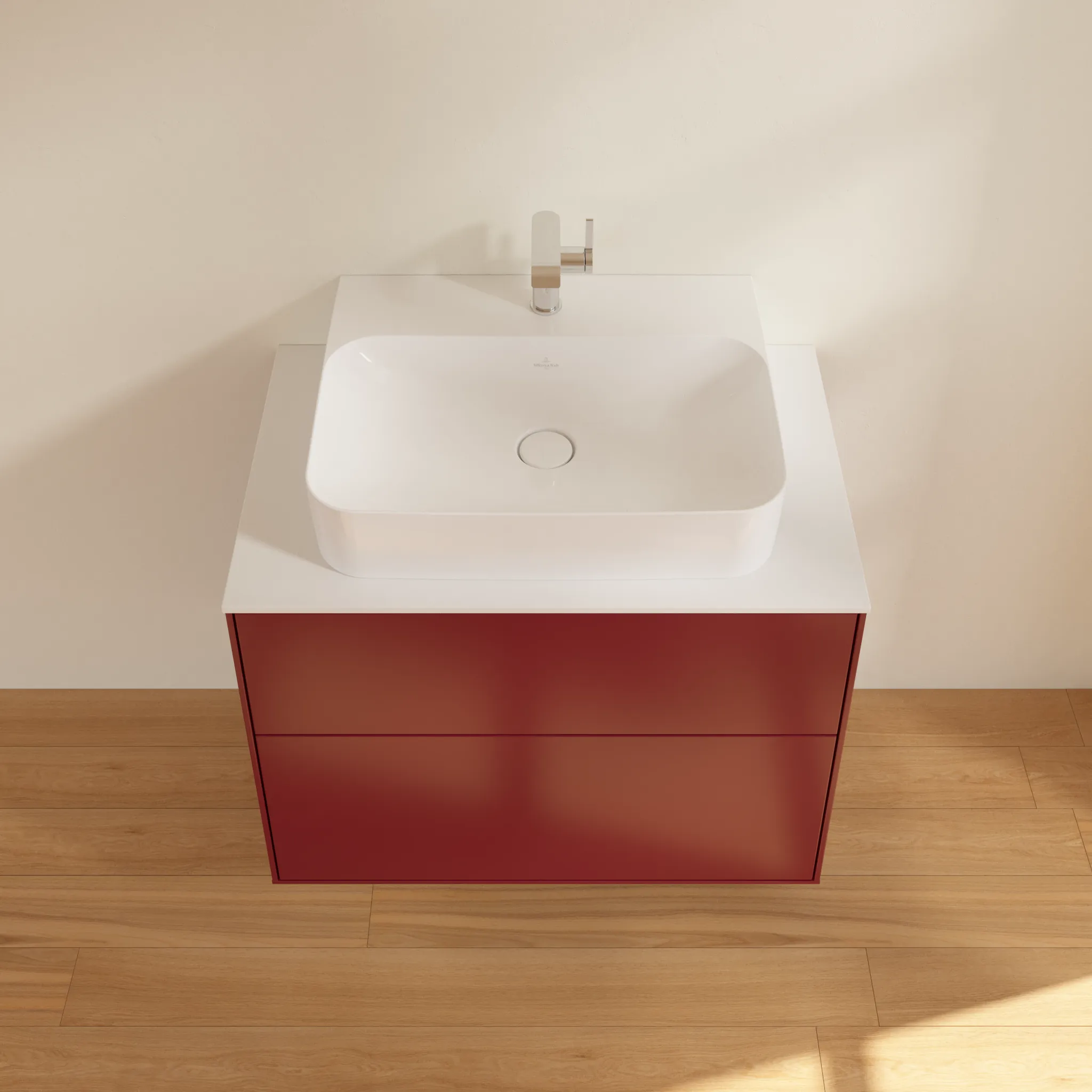 Villeroy & Boch Waschbeckenunterschrank Finion F09, 800 x 603 x 501 mm, Peony Matt Lacquer, mit SoftClosing und Push-to-open Funktion