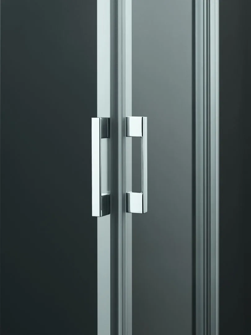 Kermi Duschtür Eckeinstieg 2-teilig (Gleittüren) Halbteil links „LIGA“ 185 cm Glas Klar, Profile Silber Hochglanz, Schiebetür zweiteilig