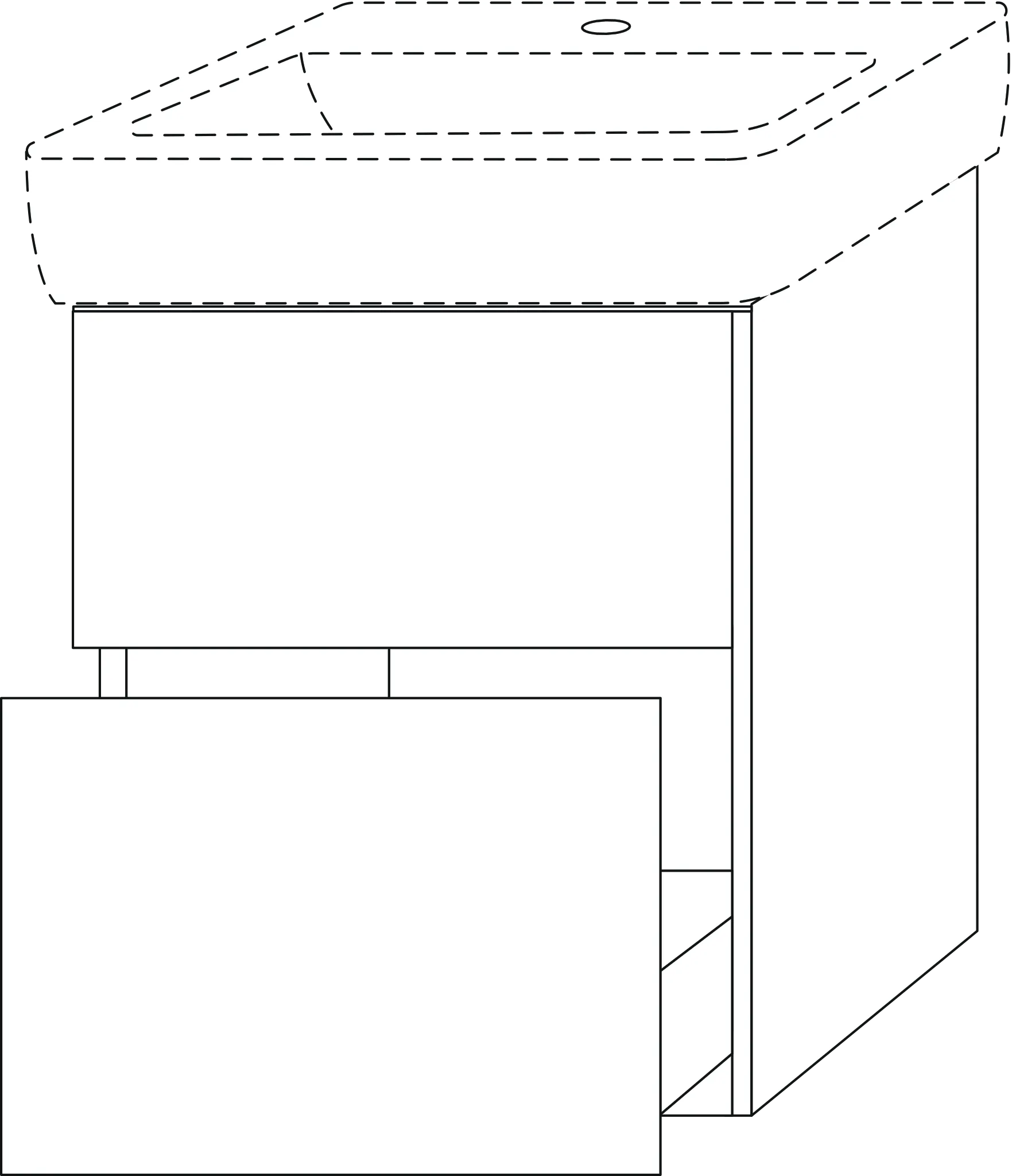 Waschtischunterbau mit Auszügen 3way (BR874) 588x490x407 Anthrazit-Matt