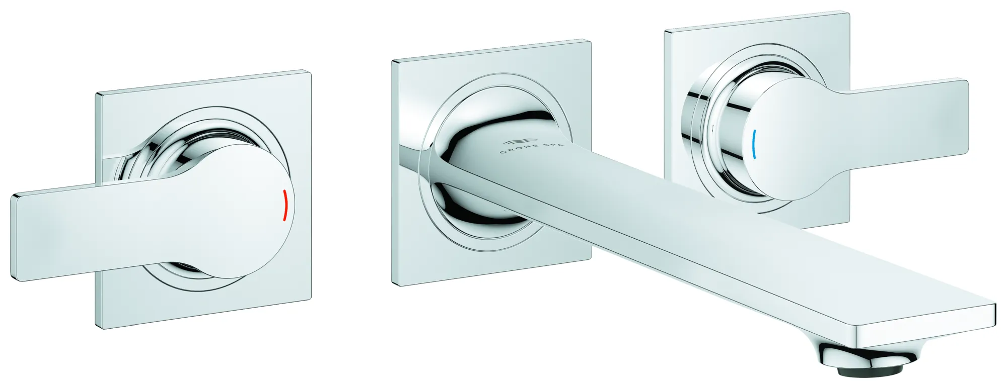 3-Loch-Waschtischbatterie Allure 20193_2, Wandmontage, Fertigmontageset für 29 025, Stichmaß 200 mm, Ausladung 208 mm, chrom 3-Loch-Waschtischbatterie Allure 20193_2, Wandmontage, Fertigmontageset für 29 025, Stichmaß 200 mm, Ausladung 208 mm, chrom