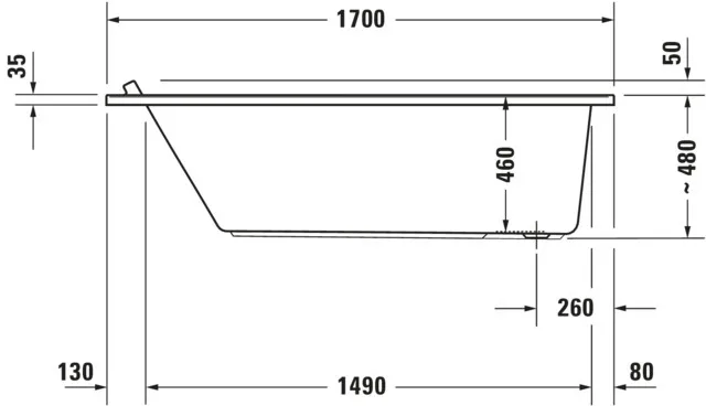 Duravit Badewanne „Starck“ rechteck 170 × 70 cm, Fußablauf