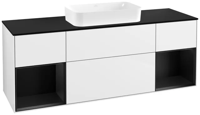 Villeroy & Boch Waschtischunterschrank „Finion“ für Schrankwaschtisch 160 × 60,3 × 50,1 cm 4 Schubladen, für Waschtischposition mittig, inkl. Beleuchtung mittig