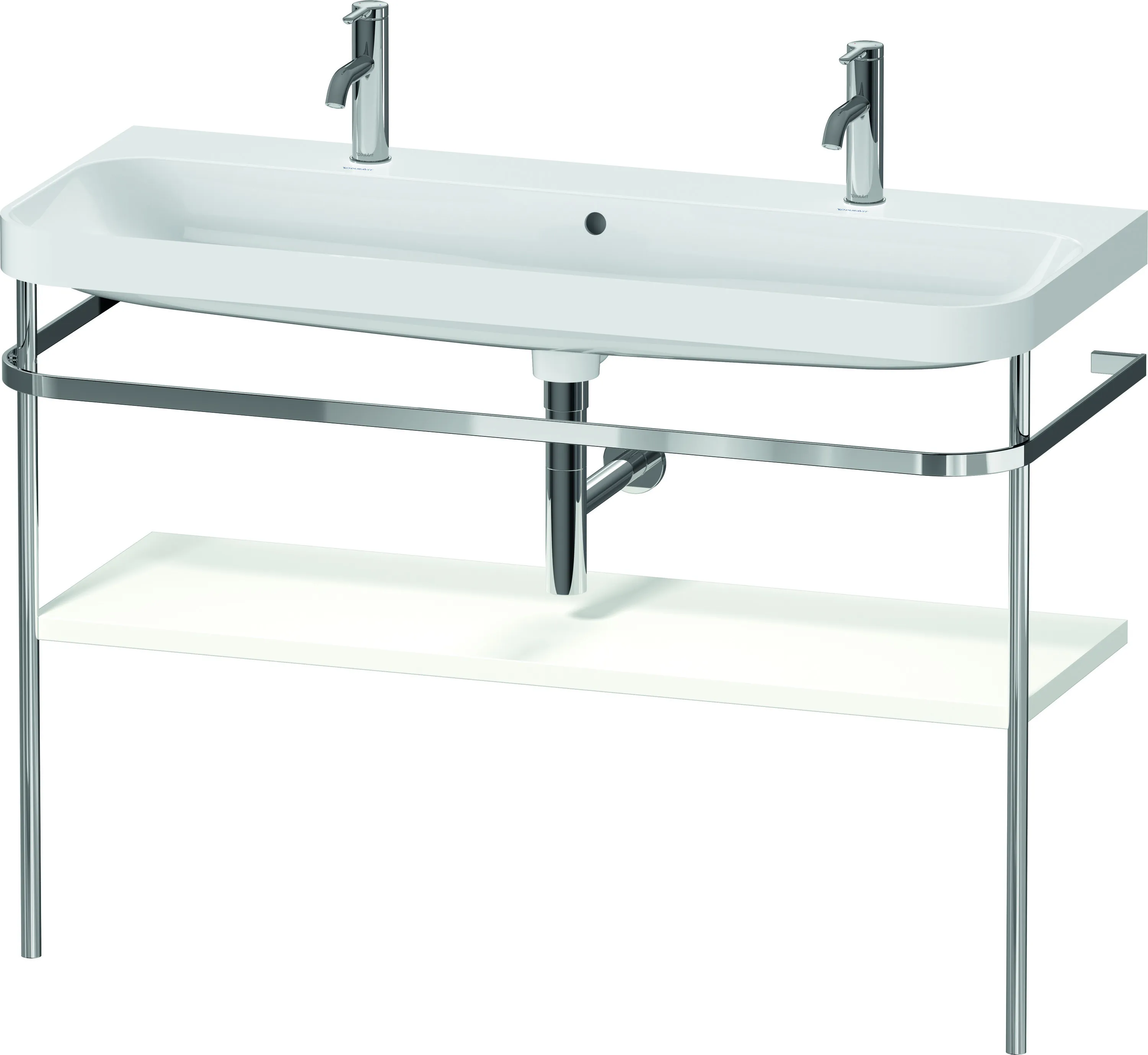 Duravit Waschtischunterschrank c-shaped Set mit Metallkonsole „Happy D.2 Plus“ 117,5 × 85 × 49 cm in Weiß Seidenmatt Duravit Waschtischunterschrank c-shaped Set mit Metallkonsole „Happy D.2 Plus“ 117,5 × 85 × 49 cm in Weiß Seidenmatt