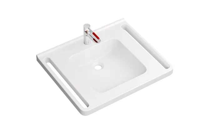 HEWI Produktset Waschtisch und Armatur, alpinweiß, 650x550 mm HEWI Produktset Waschtisch und Armatur, alpinweiß, 650x550 mm