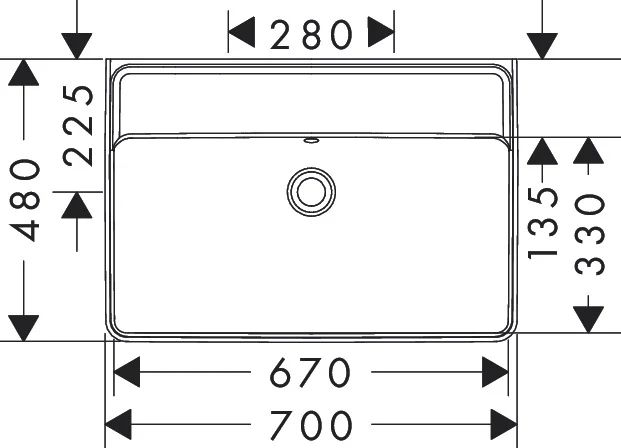 Hansgrohe Waschtisch Xanuia Q, Keramik, weiß, 700x480 mm, wandhängend, mit Überlauf, SmartClean, glänzend