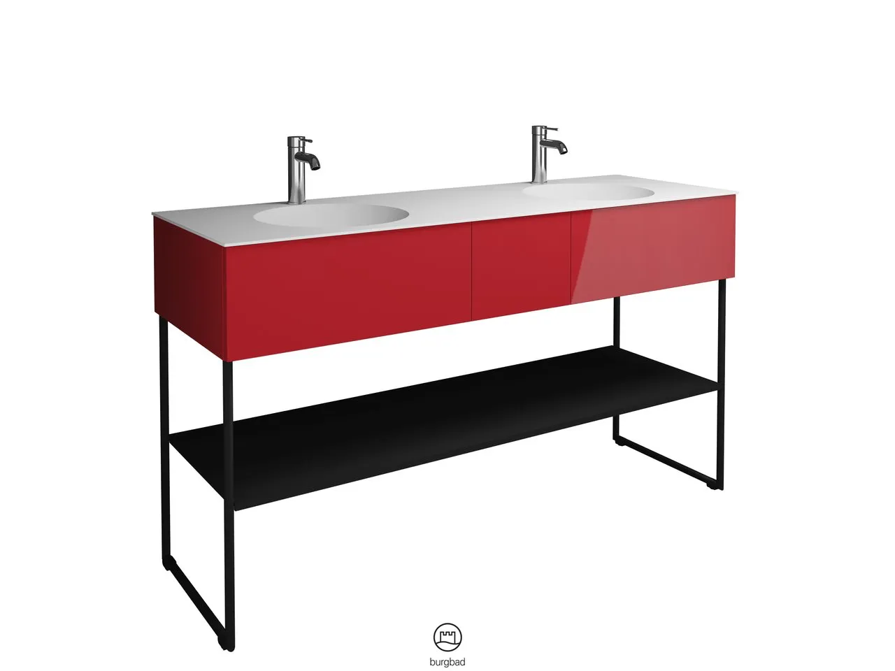 burgbad Coco HGL Mineralguss-Waschtisch inkl. Waschtischunterschrank, 505x1506x870mm