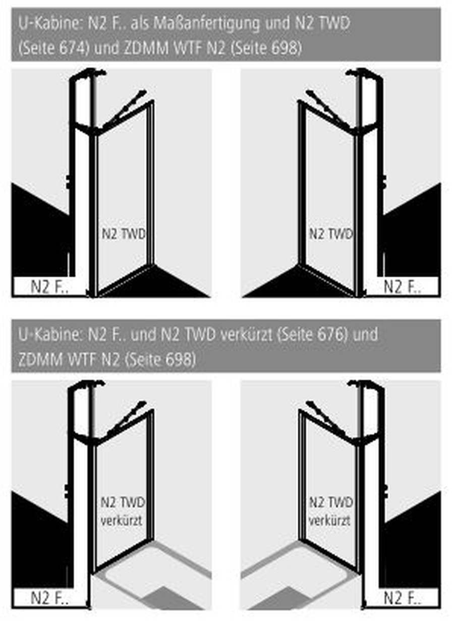 Kermi Duschdesign Fünfeck-Duschkabine mit Pendeltüren mit Festfeldern „NOVA 2000“ Profile Silber Mattglanz, Anschlag links und rechts, Drehtür zweiteilig BV: 775 - 800 mm WE: 785 - 810 mm H: 1850 mm