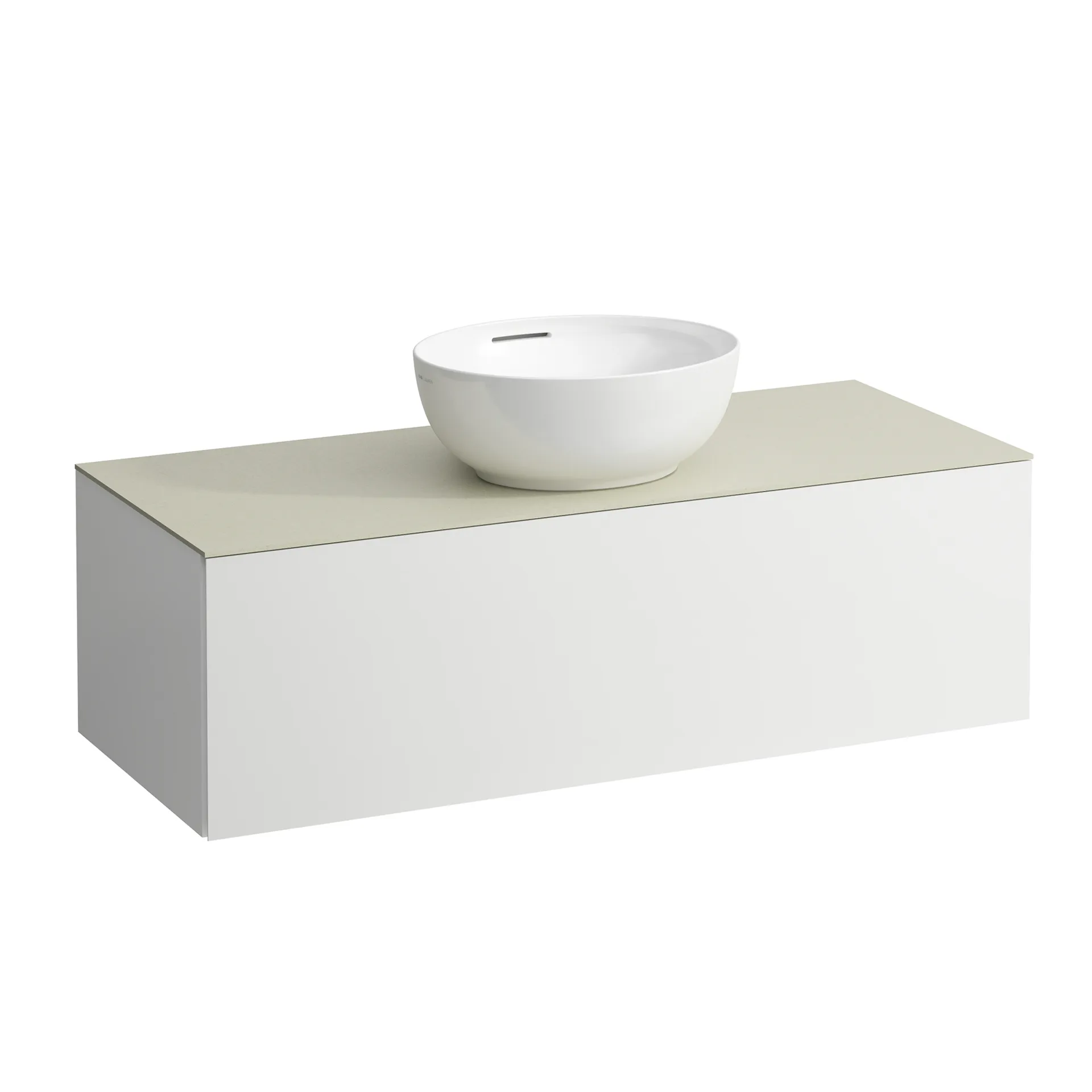 Schubladenelement (Waschtischunterbau+Waschtischplatte) ILBAGNOALESSI 500x1200x370 1 Schublade integrierte versteckte Griffe seitlich Vollauszug Soft-Close Ausschnitt mitte Calce Avorio Top passend zu Waschtisch H818975/6 H818977/8 Weiß matt