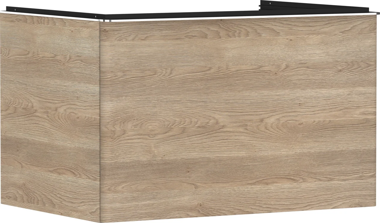 Hansgrohe Xelu Q Waschtischunterschrank Eiche Natur 780x540 mm mit 1 Schubkasten, verchromt glänzend, SoftClose, vormontiert