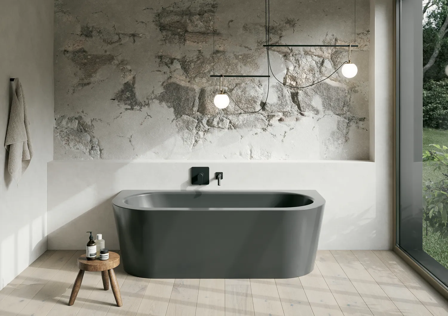 Bette BetteSilhouette Badewanne Starlet I 1950x950x420 mm Anthracite glasierter Titan-Stahl 2-Sitzer Schürzenwanne