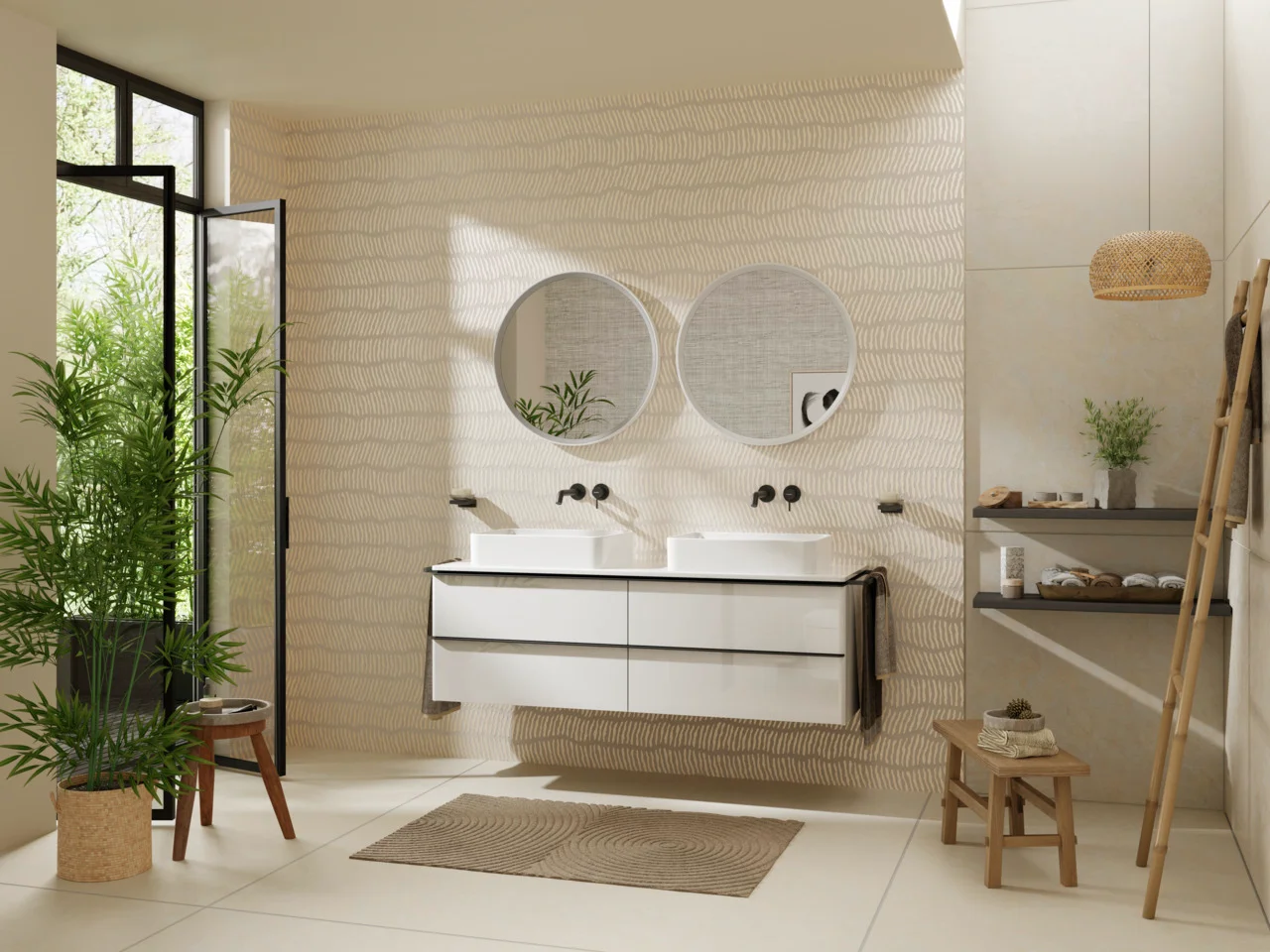 Hansgrohe Xarita S Spiegel 700x700 mm mit LED-Beleuchtung IR-Sensor, Mattweiß