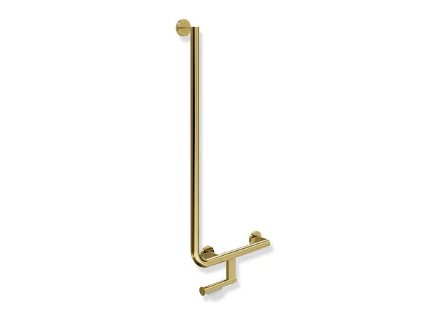 HEWI Winkelgriff System 900 mit WC-Papierrollenhalter, Edelstahl PVD Gold glänzend, 400x900 mm, rechts HEWI Winkelgriff System 900 mit WC-Papierrollenhalter, Edelstahl PVD Gold glänzend, 400x900 mm, rechts