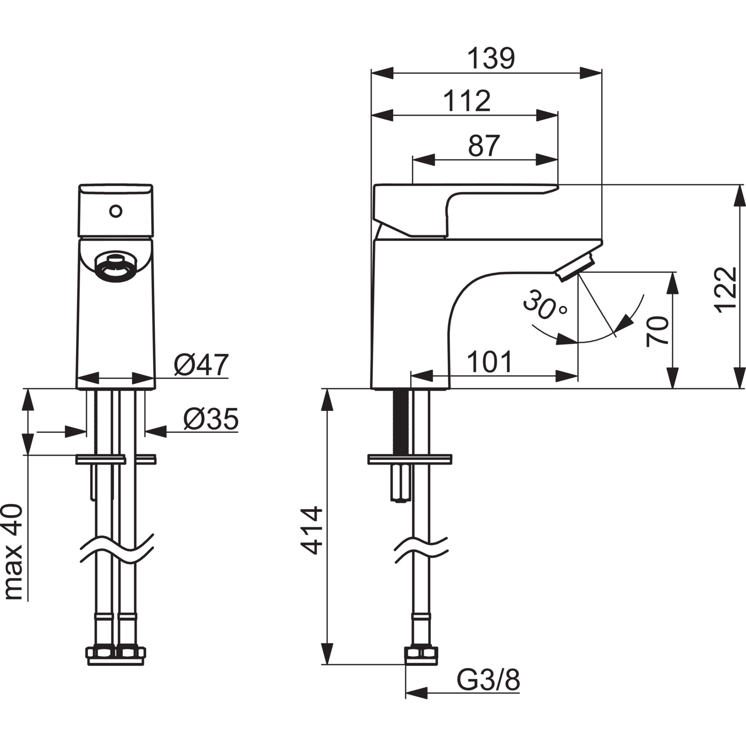 Einhand-Waschtischarmatur „Basic“ Ausladung 101 mm in Chrom Einhand-Waschtischarmatur „Basic“ Ausladung 101 mm in Chrom