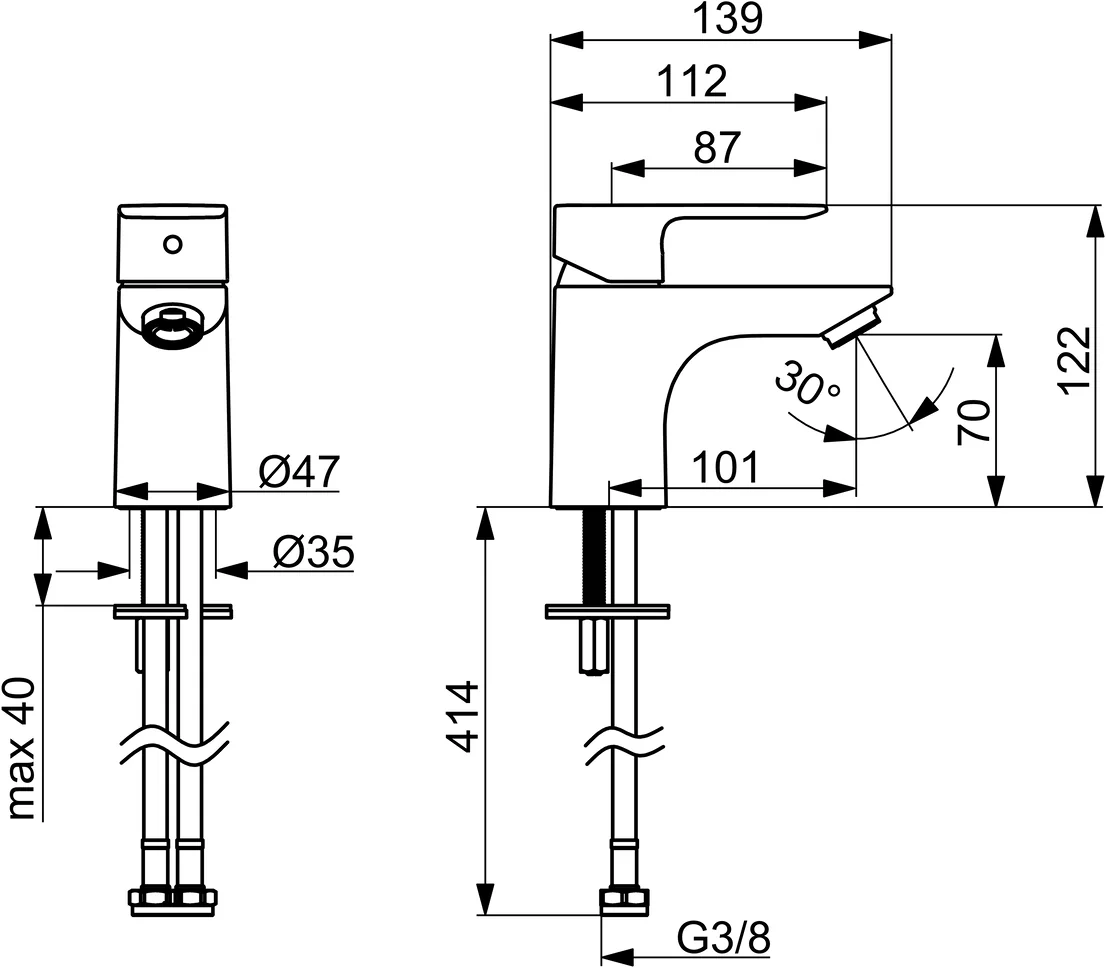 HansaBASIC EHM Waschtischbatterie HansaBASIC 5542 Ausladung 101 mm DN15 Chrom