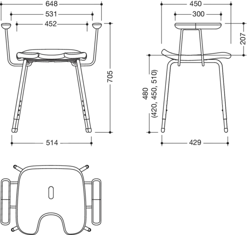 HEWI Hocker „Serie 802 LifeSystem“ 64,8 × 45 cm HEWI Hocker „Serie 802 LifeSystem“ 64,8 × 45 cm