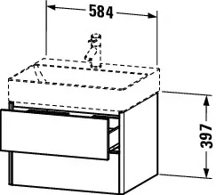 Duravit Waschtischunterschrank wandhängend „XSquare“ 58,4 × 39,7 × 46 cm Graphit Supermatt