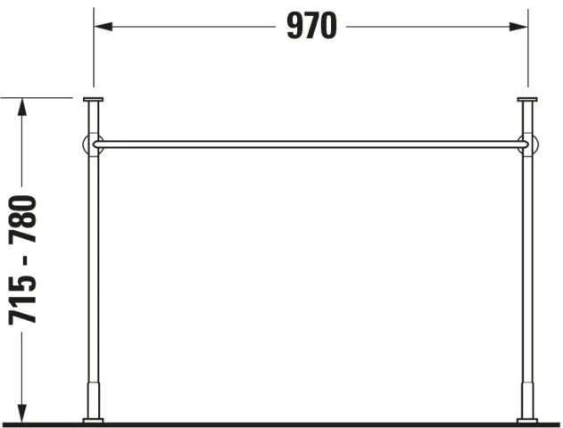 Duravit Metallkonsole Vero, Chrom Poliert, höhenverstellbar, 455x1000x715-780 mm
