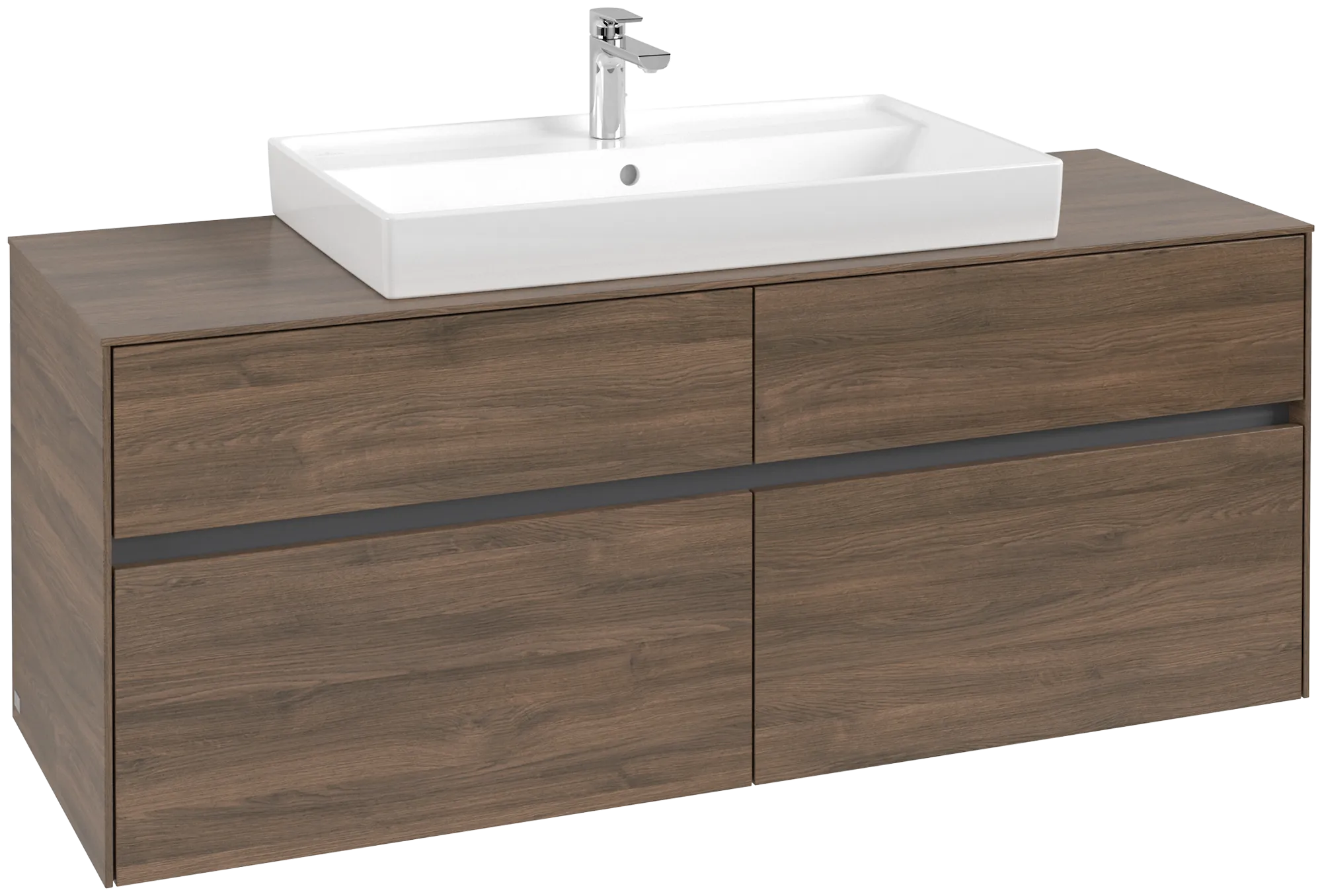 Villeroy & Boch Waschbeckenunterschrank Collaro Arizona Oak, 1400 x 500 mm, Höhe 548 mm, 4 Auszüge mit SoftClosing, mittige Wanneneinbauposition