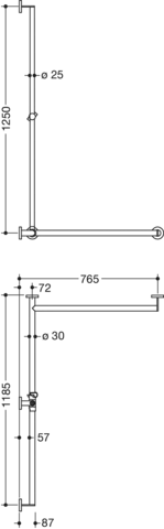 HEWI Haltegriff Ausführung rechts „System 900“ in Schwarz tiefmatt / Chrom HEWI Haltegriff Ausführung rechts „System 900“ in Schwarz tiefmatt / Chrom