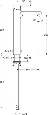 HA Einhebelmischer Waschtischbatterie HANSARONDA 0303 Ausladung 148 mm DN15 Chrom