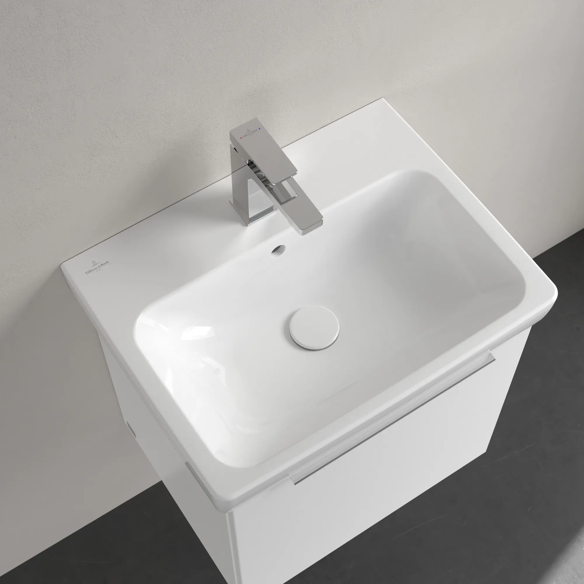 Villeroy & Boch Waschbecken „Architectura“ 550 × 420 × 165 mm, ohne Hahnlochbohrung, für Becken mittig in Weiß Alpin Villeroy & Boch Waschbecken „Architectura“ 550 × 420 × 165 mm, ohne Hahnlochbohrung, für Becken mittig in Weiß Alpin