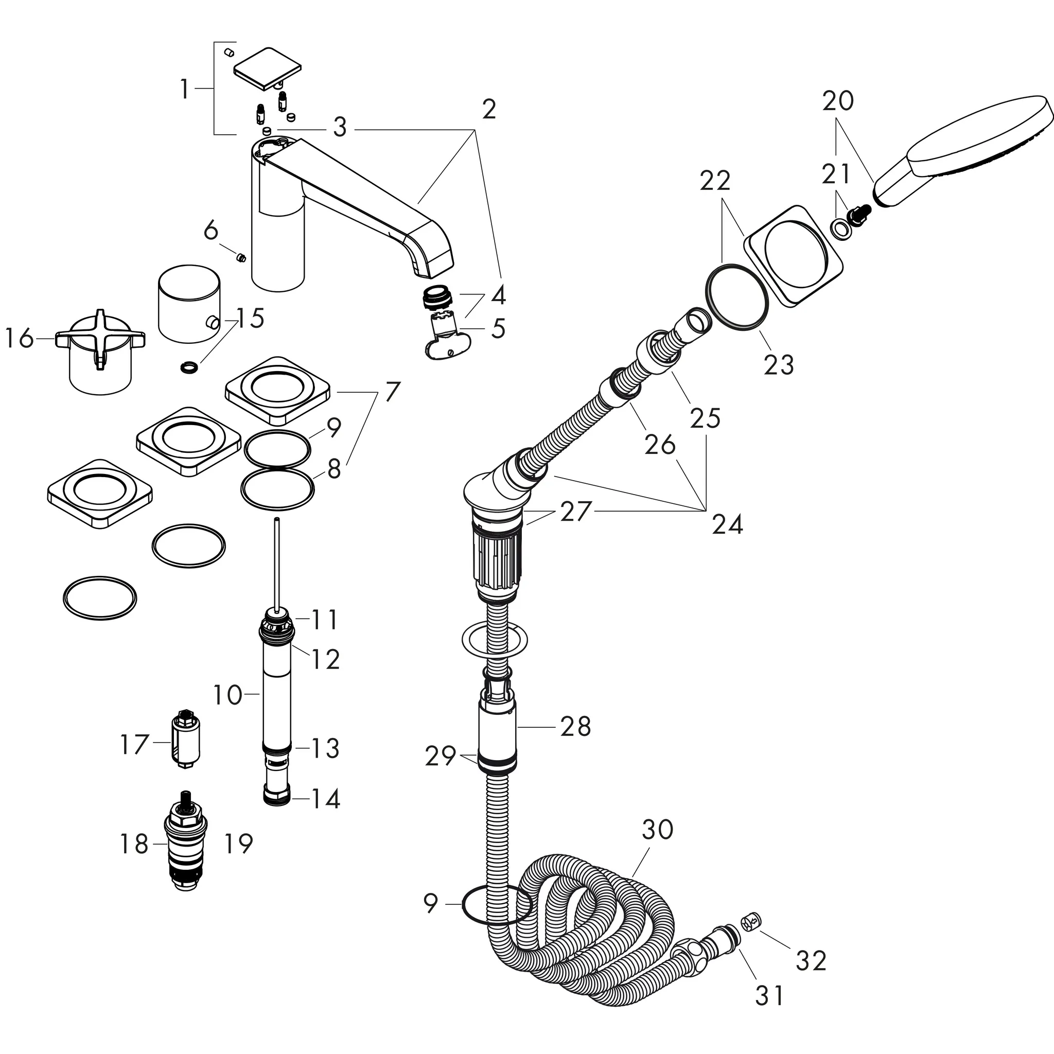 4-Loch Wannenarmatur Axor Citterio E chrom Wannenrand mit Thermostat 4-Loch Wannenarmatur Axor Citterio E chrom Wannenrand mit Thermostat