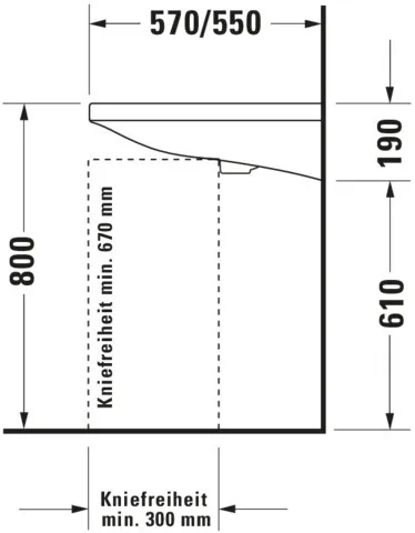 Wandwaschtisch „DuraStyle“, mit Überlauf, Hahnlochposition mittig 