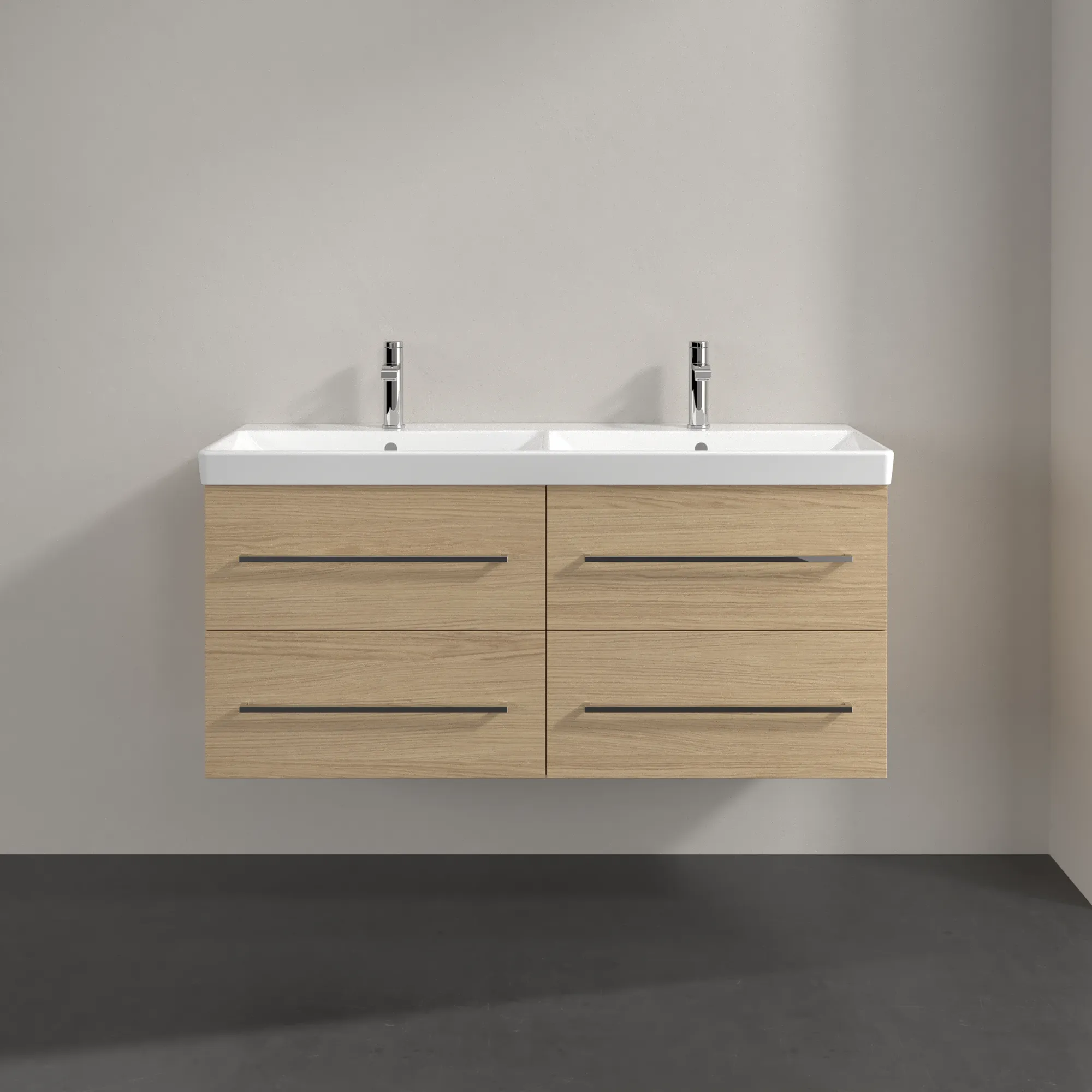 Villeroy & Boch Waschtischunterschrank „Avento“ für Schrank-Doppelwaschtisch 1180 × 514 × 452 mm Nordic Oak, Soft Closing
